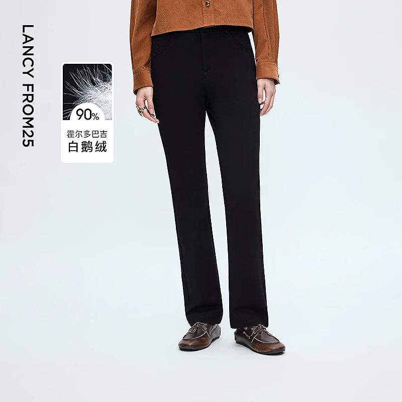 朗姿霍尔多巴吉白鹅绒复古微喇羽绒裤气质时尚通勤2025年冬季新款