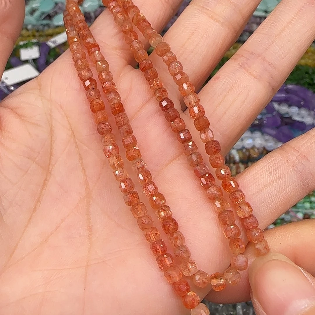 玛瑙/玉髓合金珠宝半成品阿鲁沙3mm方糖一条