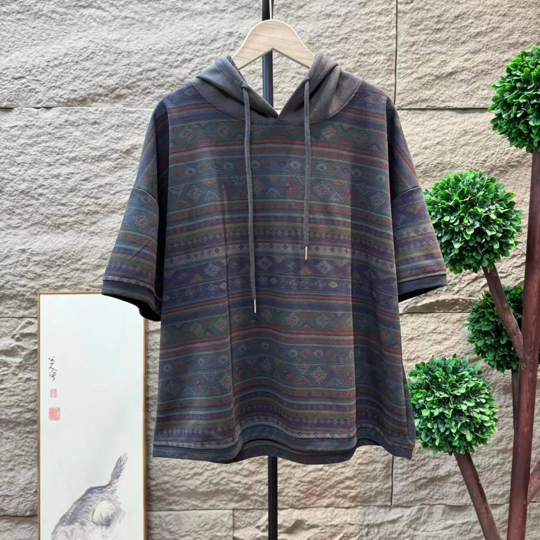 13244新款夏季气质休闲显瘦宽松连帽短袖T恤