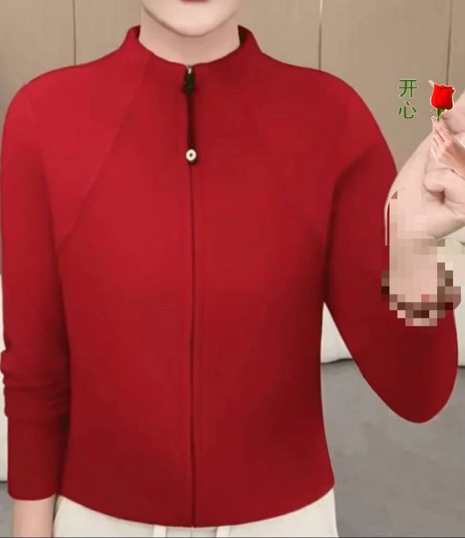 【春节不打烊48小时速发】2025红红火火新年新款秋冬款拉链开衫洋气