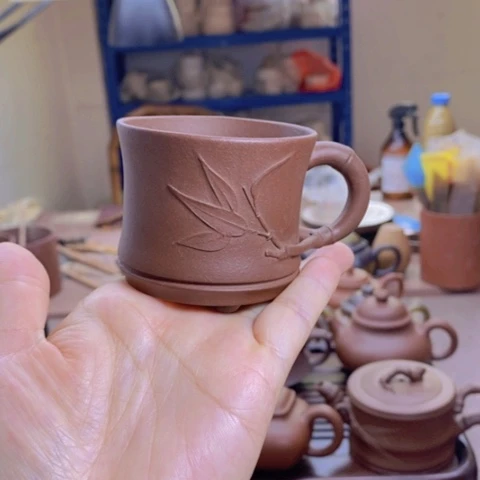 茶壶紫砂竹叶小杯80cc