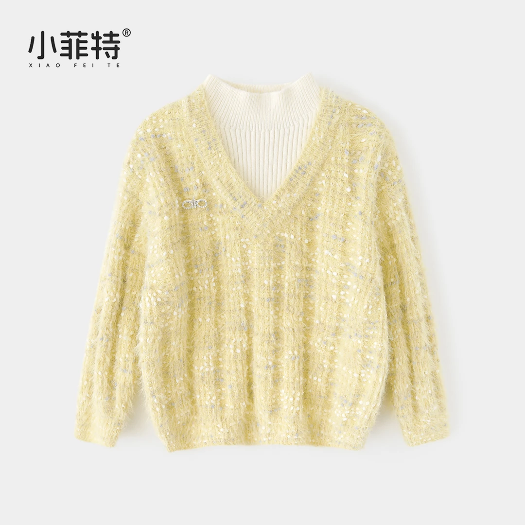 小菲特女童冬装加厚毛衣中大童保暖针织衫儿童休闲上衣MFYD57586