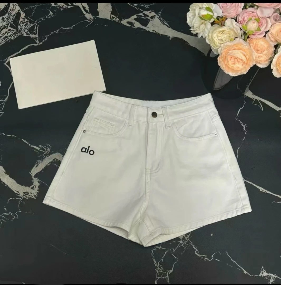 a1o纯色高腰简约牛仔短裤无弹白色极简风常规款破洞潮流