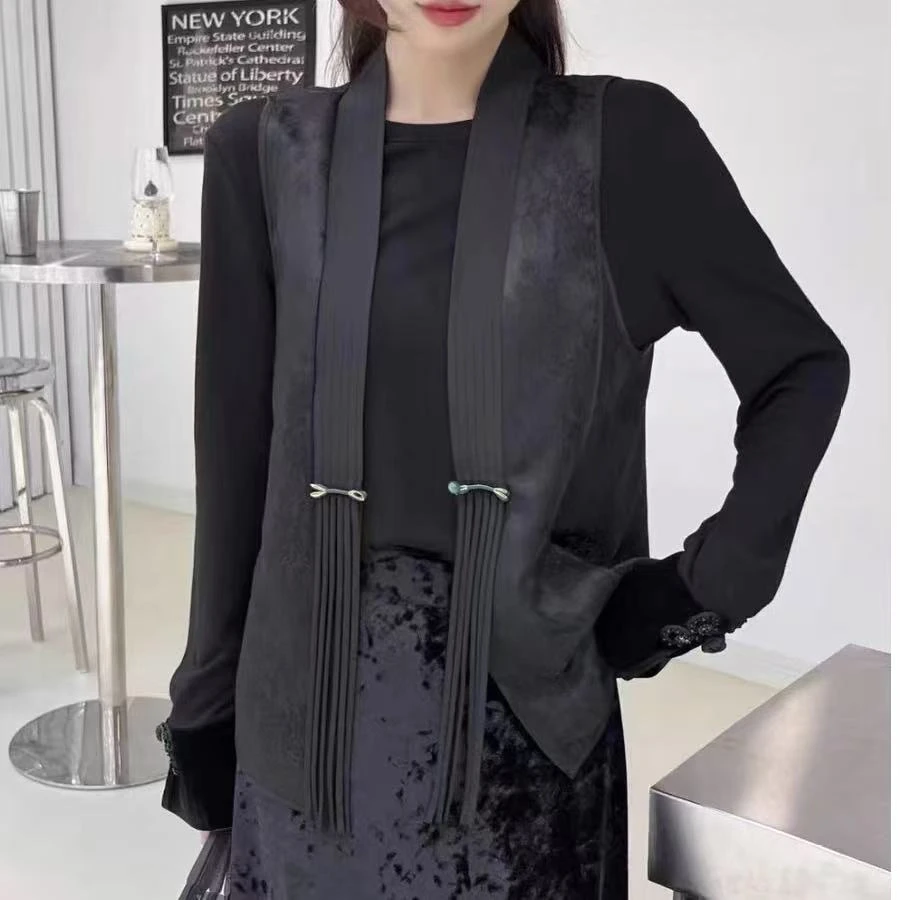 A1808 秋冬时尚气质外穿休闲洋气遮肚显瘦修身百搭马夹马甲