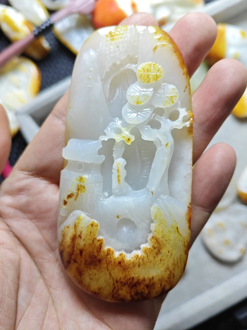 和田玉精品手把山水