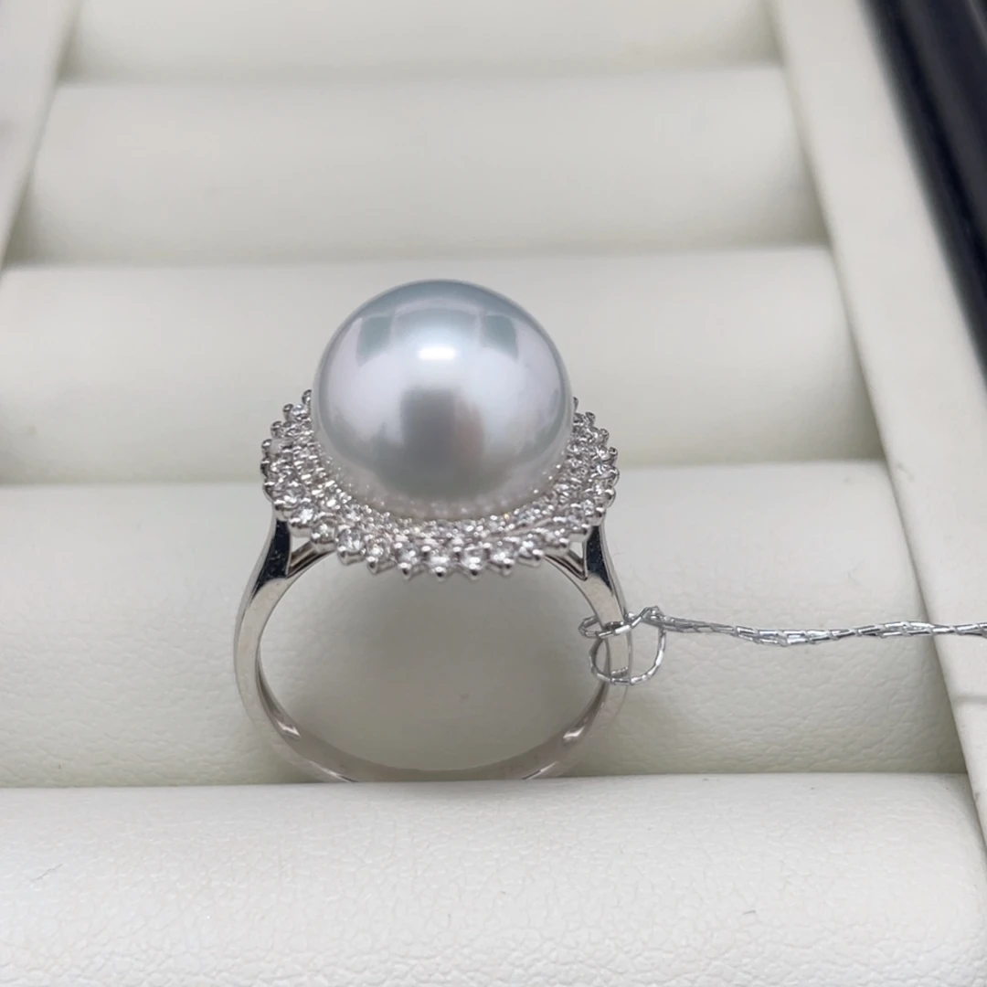 定制海水珍珠18K金镶嵌戒指/指环