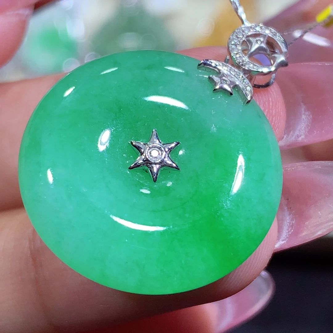 翡翠18K金镶嵌吊坠(不含链)