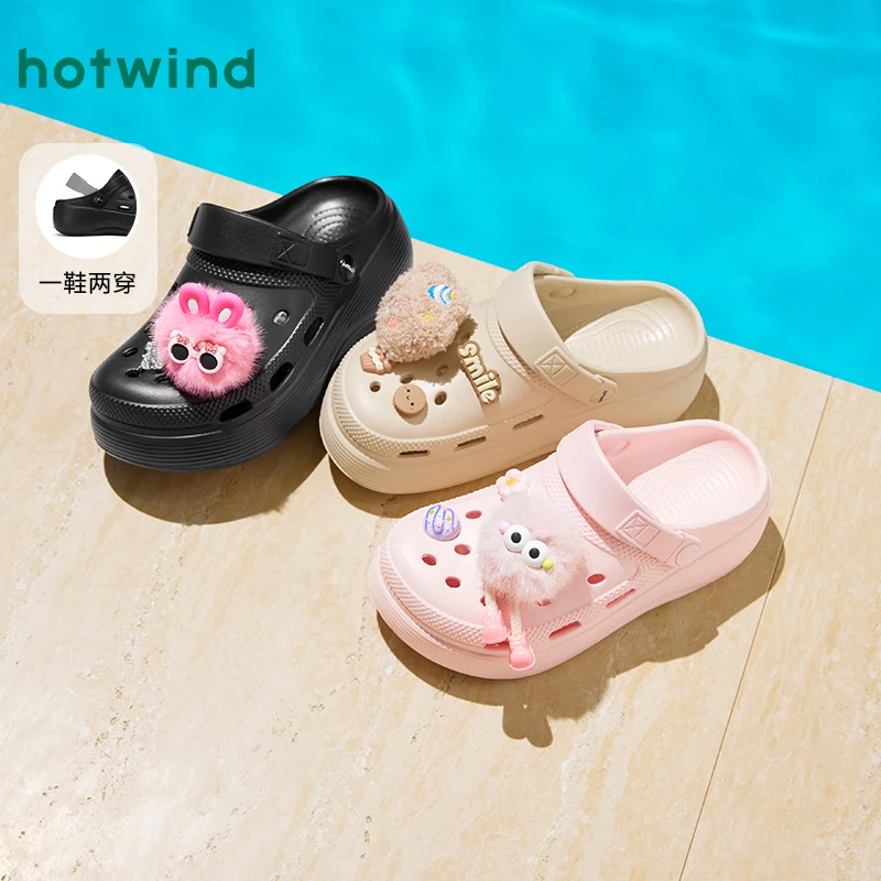 热风2025年夏季新款女士时尚拖鞋H69W25201