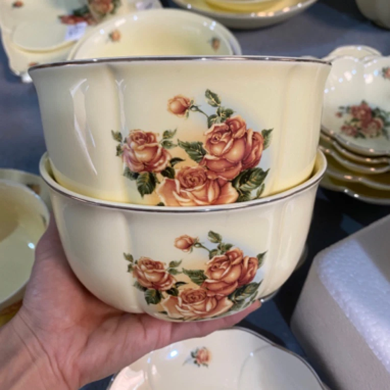 6英寸泡面碗螺丝粉汤碗大容量耐高温家用大碗描金陶瓷饭碗800毫升