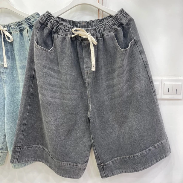 4100欧货爆款大版六分牛仔中裤女