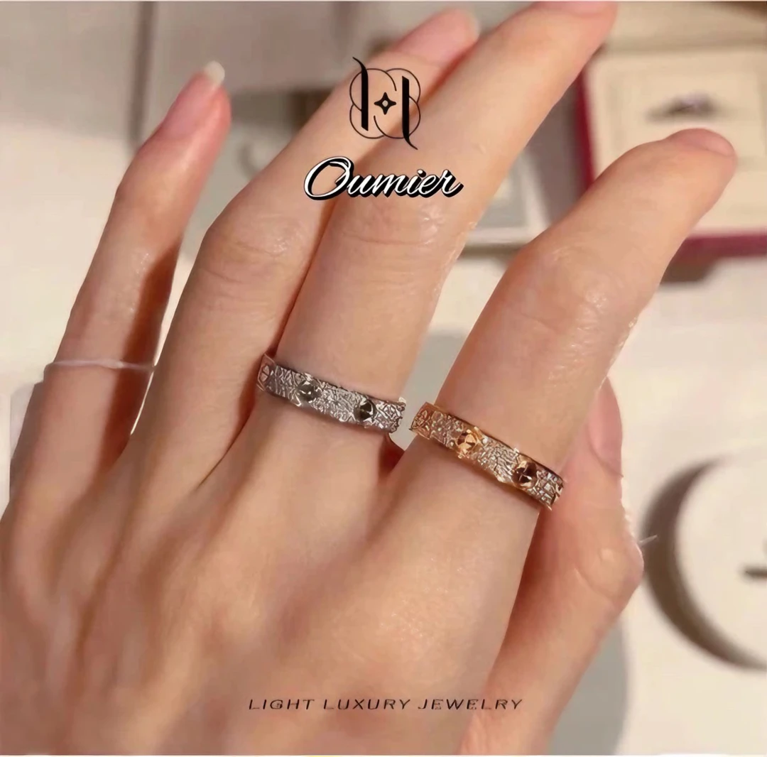 合金戒指 轻奢合金戒指【v金版本】精工CNC满天星戒指小众对戒情侣