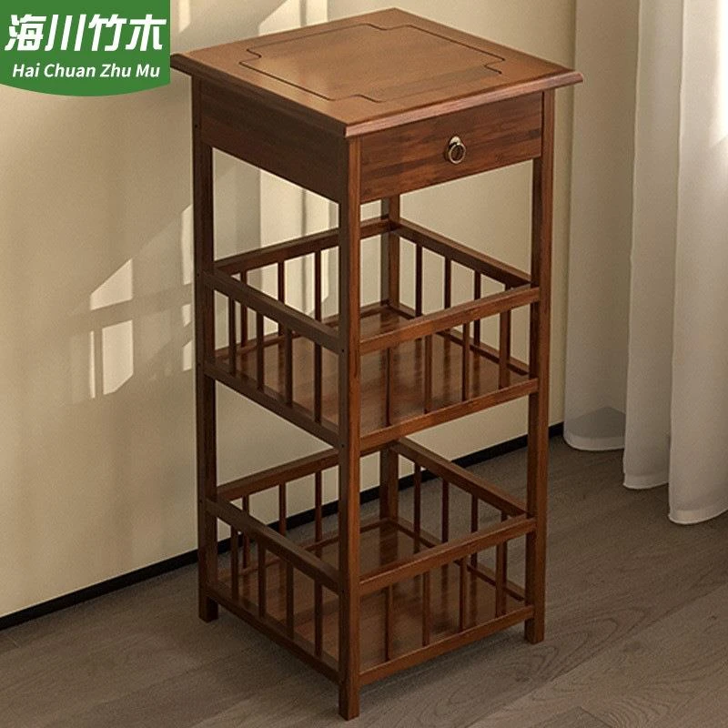 九牧王新中式茶柜置物架家用茶具放置架子落地茶台边柜博古架带抽