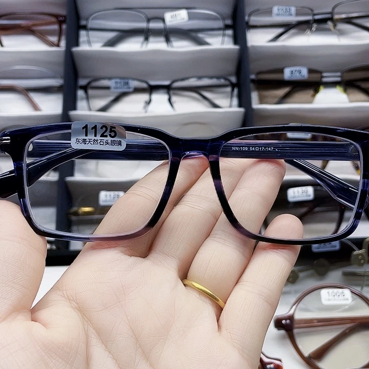 言***板材全框方圆款天然石头眼镜