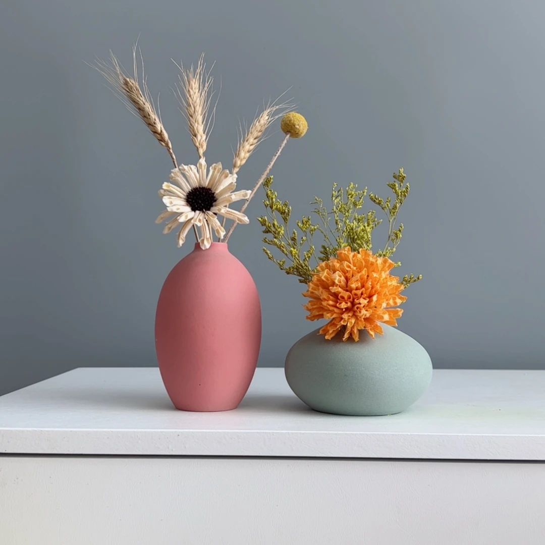 摆件陶瓷小花瓶摆件含花总高约20-30cm