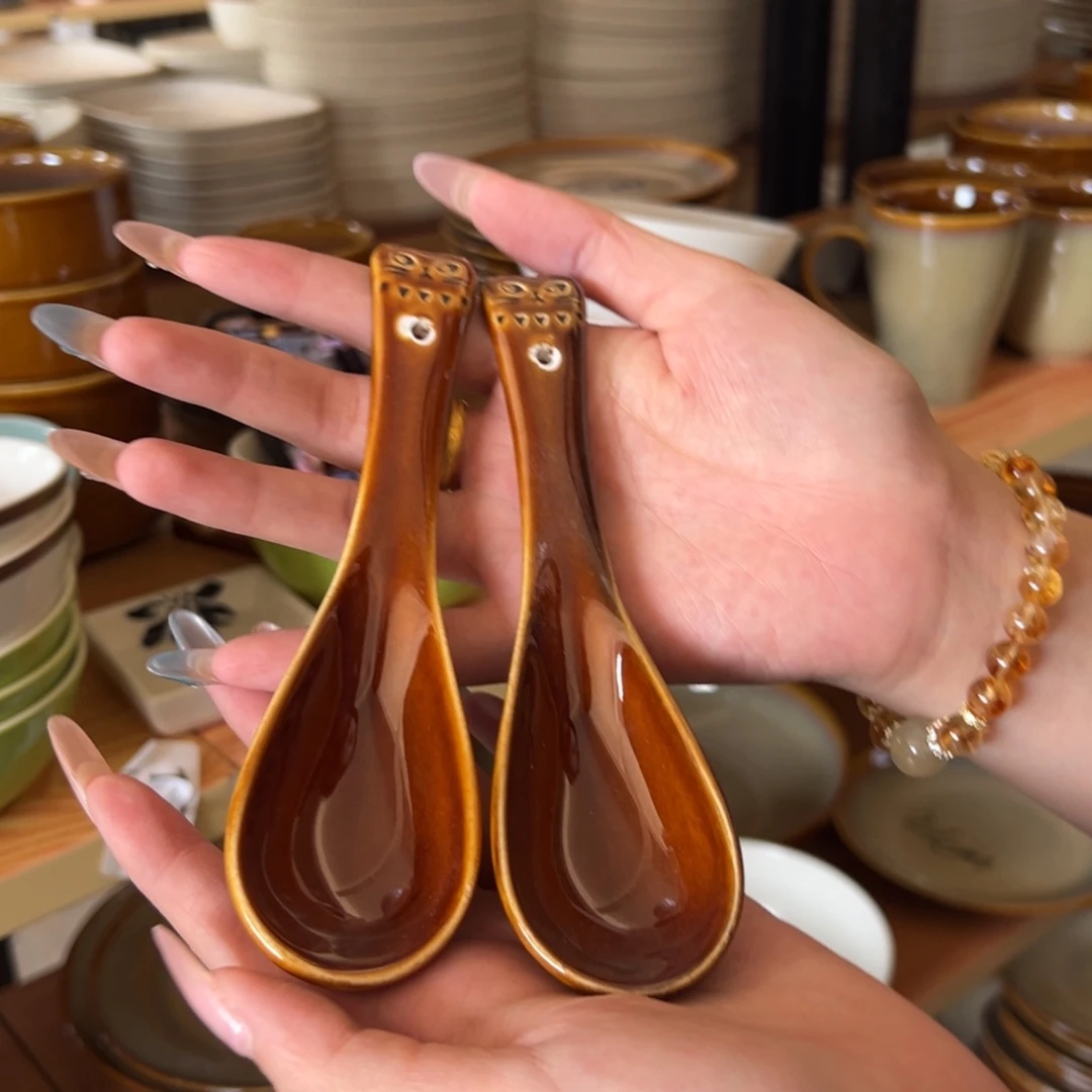 新骨瓷146微瑕 琥珀棕 小勺子 2只装