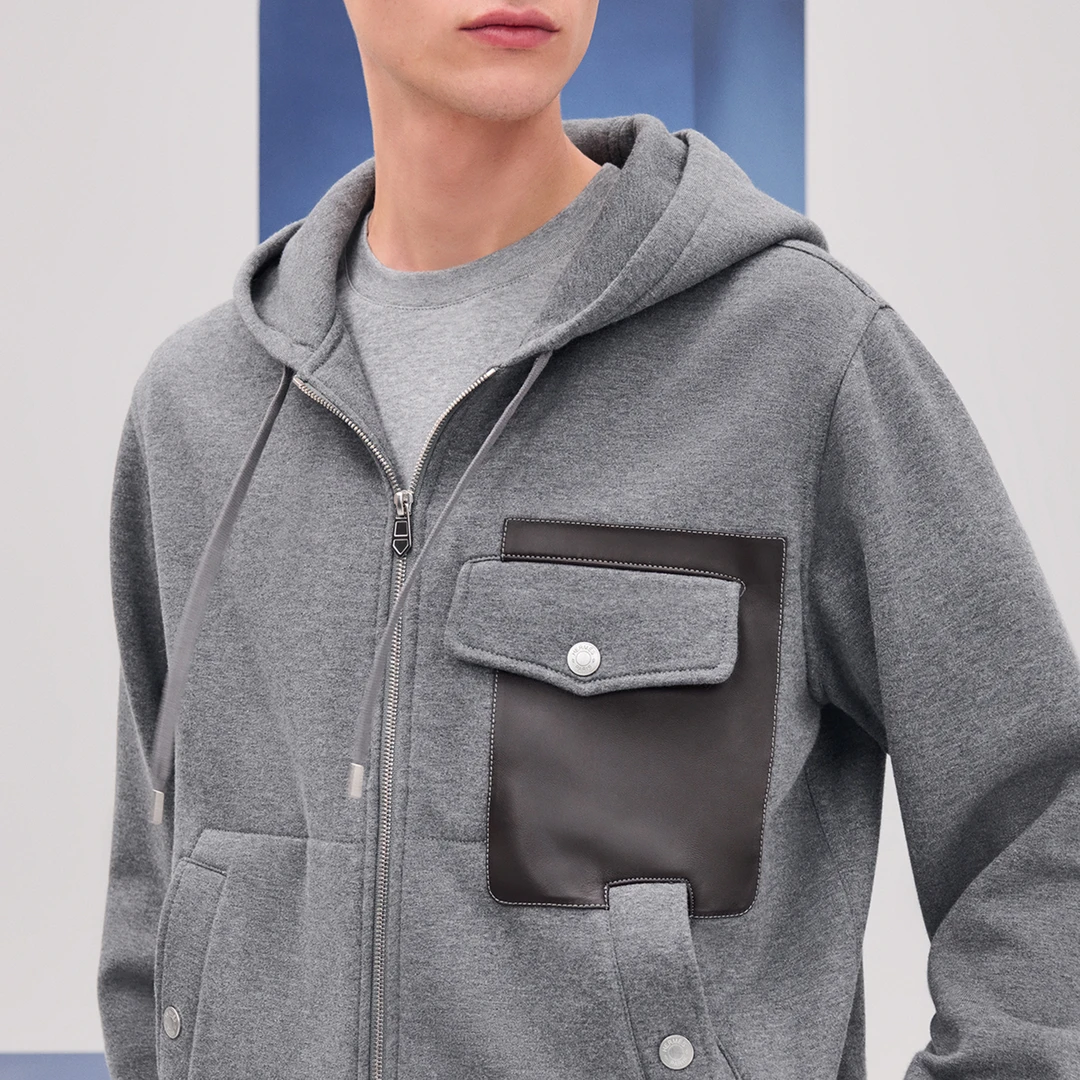 秋冬上新时尚拼色连帽外套休闲百搭长袖拉链男士夹克