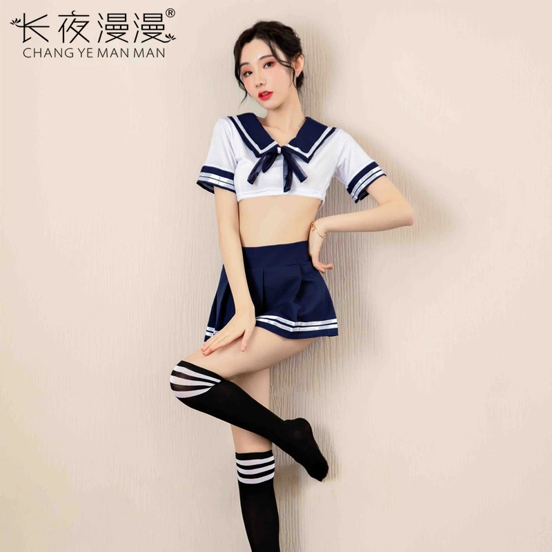 睡衣/睡裙浅蓝套装女均码通用四季藏青