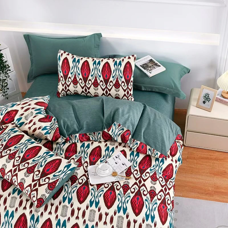 网红艾特莱斯墨绿四件套双人床1.8-1.5床印花磨毛斜纹-乌