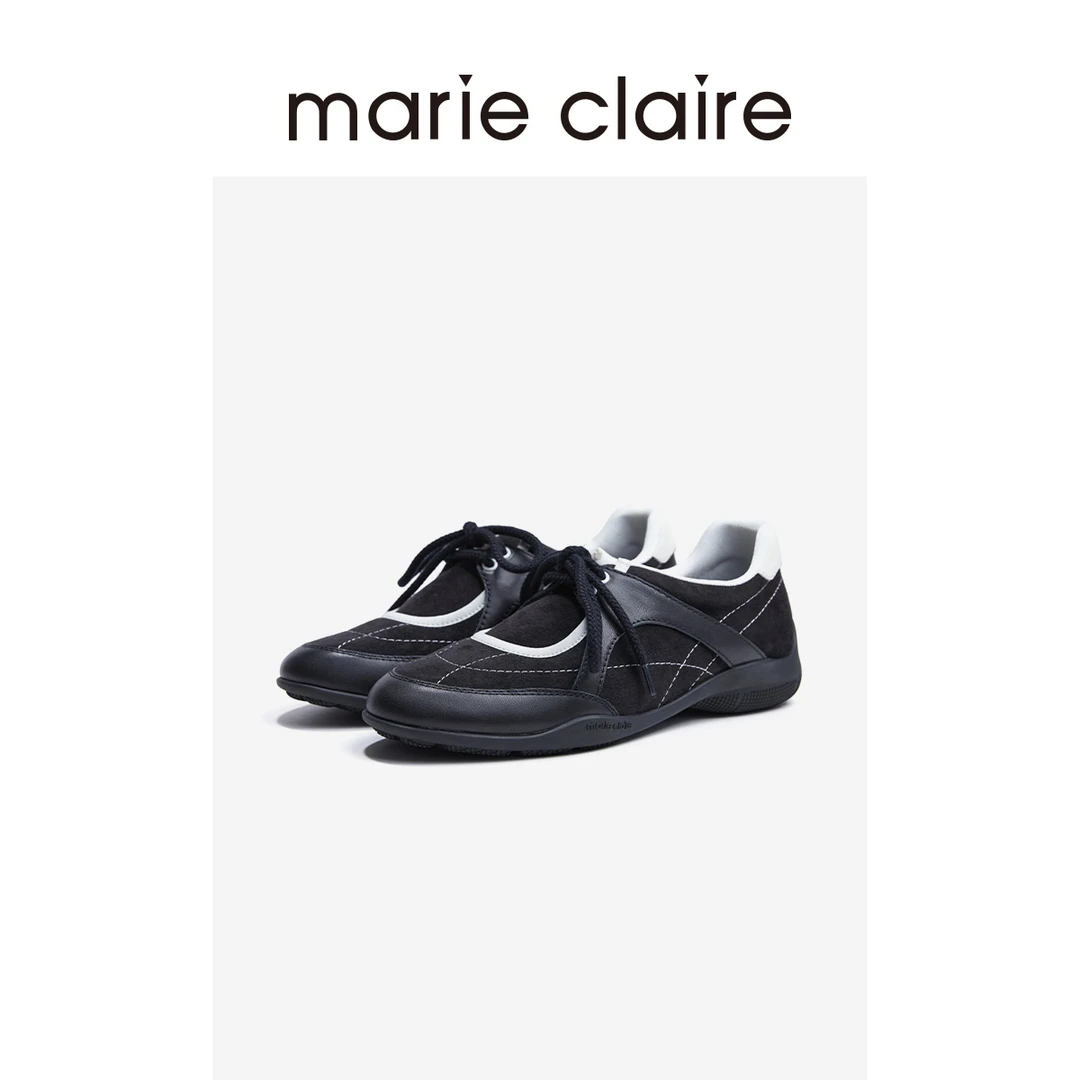 MC女鞋帆船德训鞋2025年秋午夜巴黎黑运动休闲鞋marieclaire女鞋