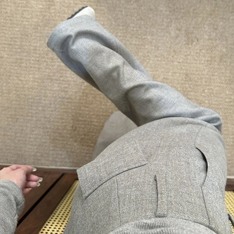 燕麦色西装裤慵懒老钱风大码女裤新款时尚气质垂坠感高级感休闲裤