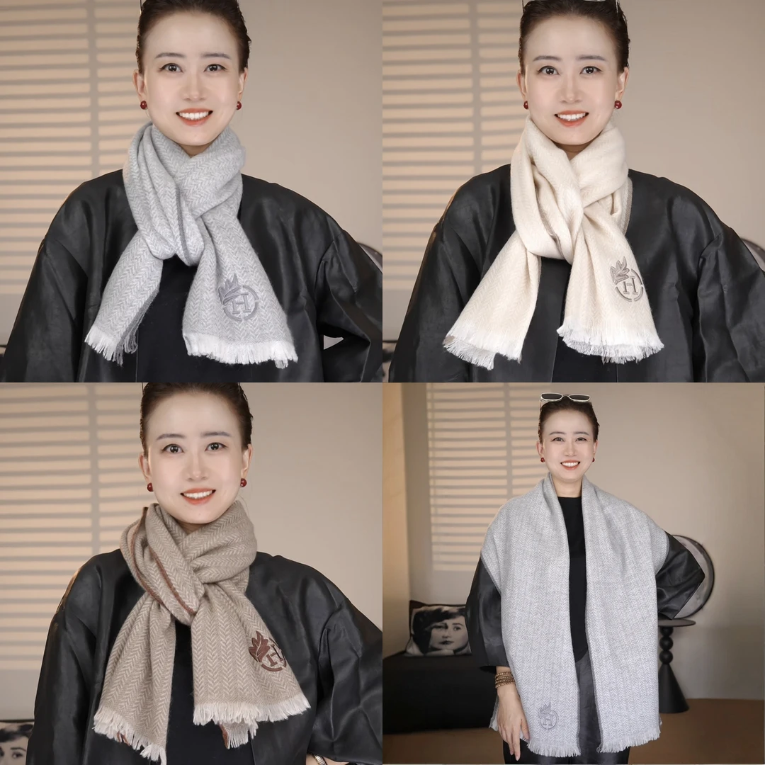 秋冬新款国庆出游 180x40cm山羊绒麦穗纹双面须秋冬保暖披肩YRC03