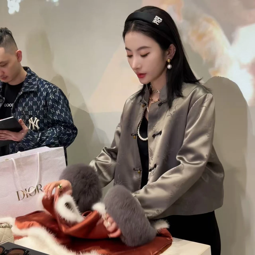 现货【梅兰竹菊】新中式百搭时尚短款气质夹棉棉服