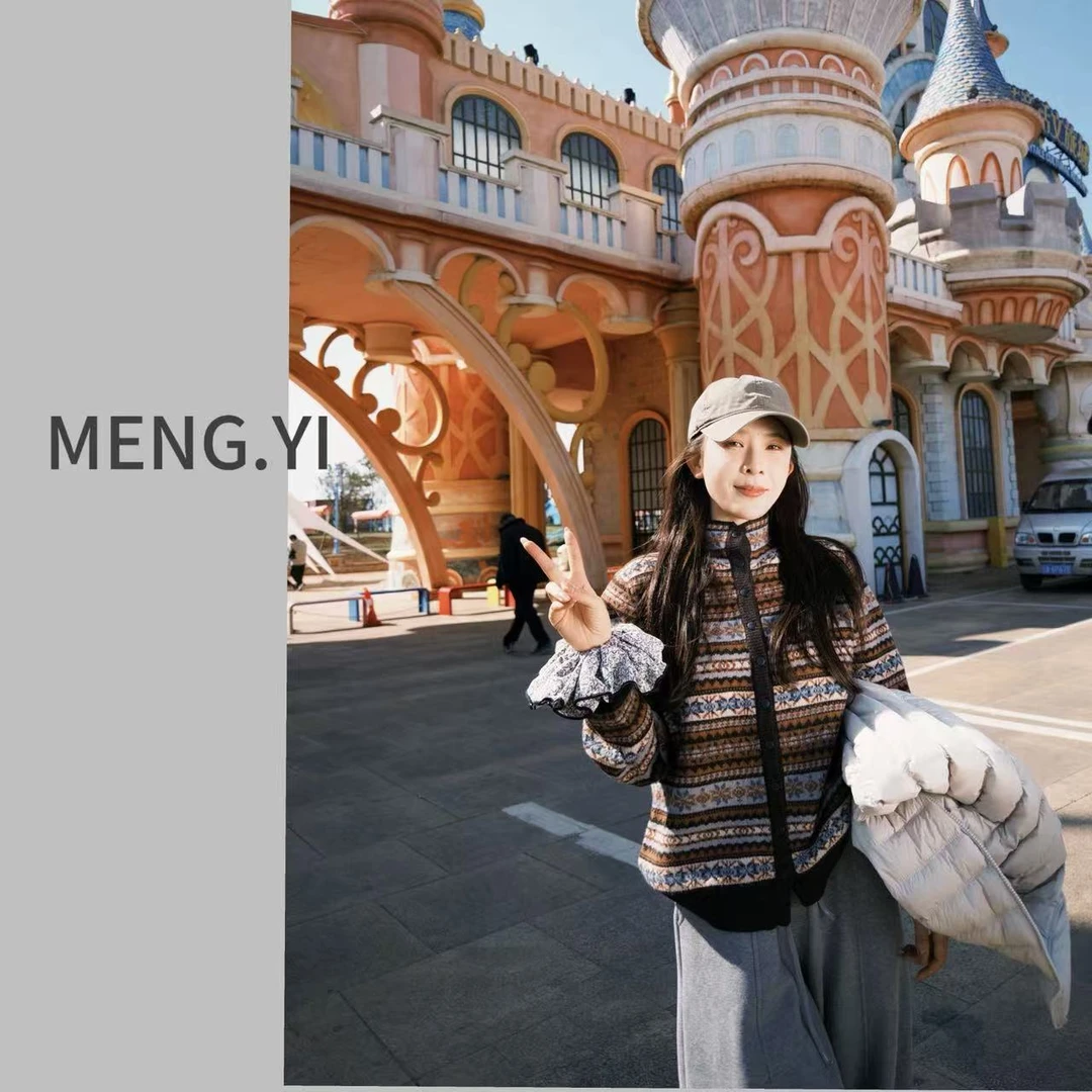 MENG.YI复古提花费尔岛软糯毛衣5435