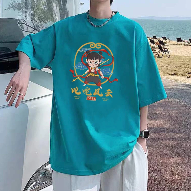 新款纯棉短袖T恤男女上衣青少年夏季休闲宽松半袖港风潮流情侣装