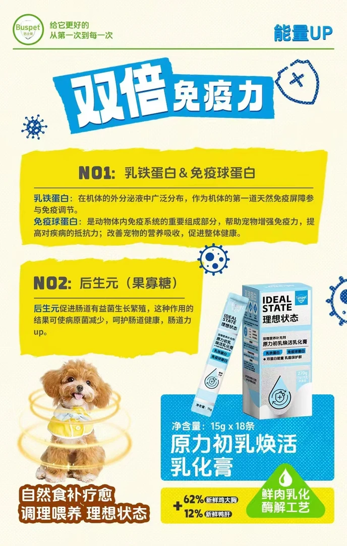 巴士宠原力初乳焕活营养乳化膏15*18条