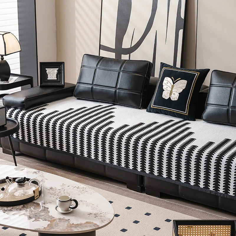 故然雪尼尔沙发垫四季可用防滑防尘家用沙发座垫子简约防猫抓高档