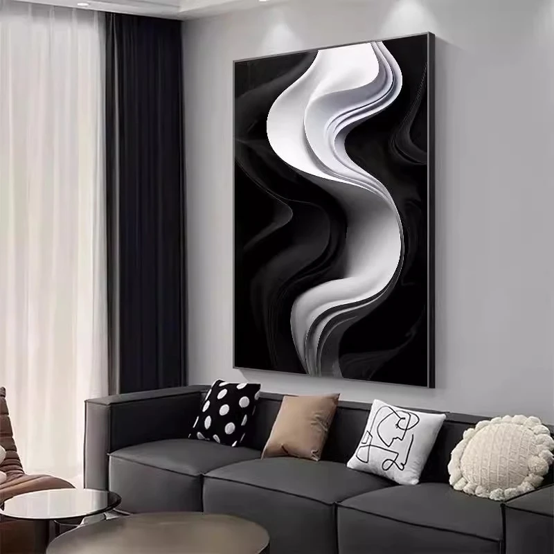 现代抽象艺术装饰画意式极简玄关挂画客厅背景墙大幅落地画油画布
