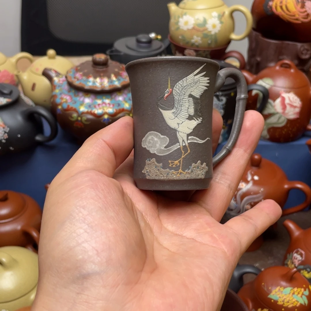 紫泥茶杯紫砂主人杯50cc