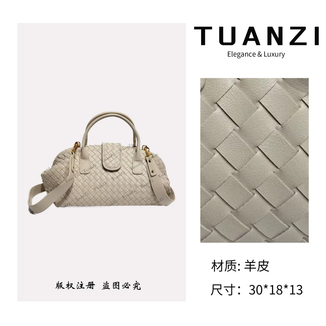 TUANZI『Lauren』新款编织手提单肩斜挎女包 XKY-2248-白色