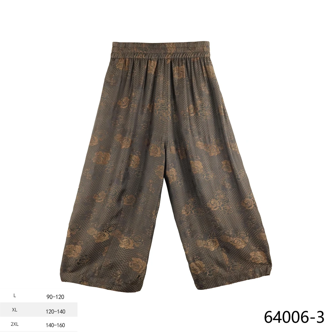 YZ2025秋季新款时尚国风玫瑰绽放宽松休闲灯笼裤64006-3