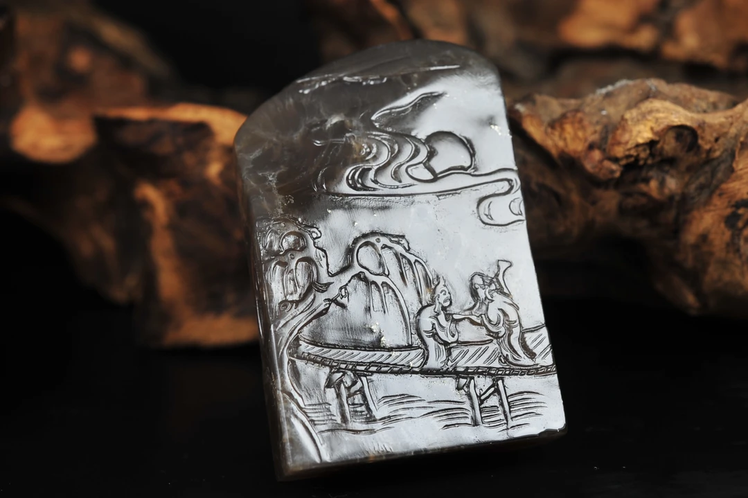 寿山石坑头黑牛角冻