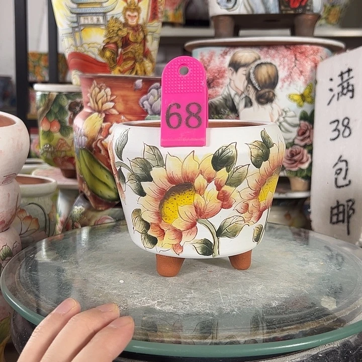 景德镇手绘花盆满38包邮
