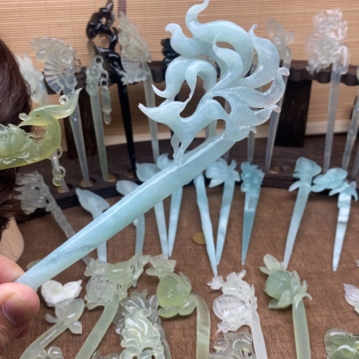 蛇纹石玉未镶嵌发簪