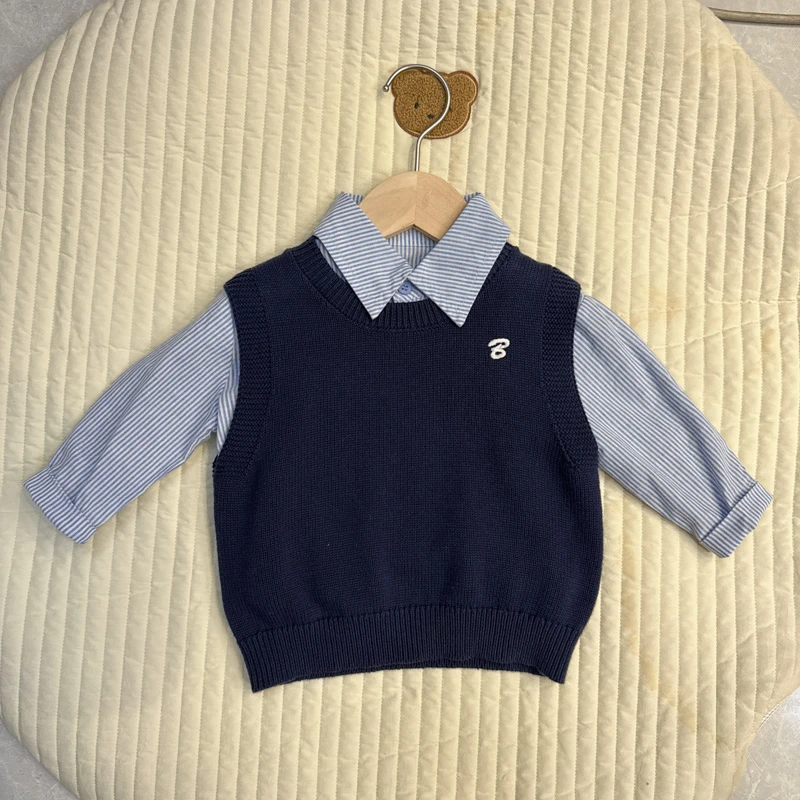 【百搭条纹衬衫套装】男女宝宝衬衣春季新款男童外套儿童B28