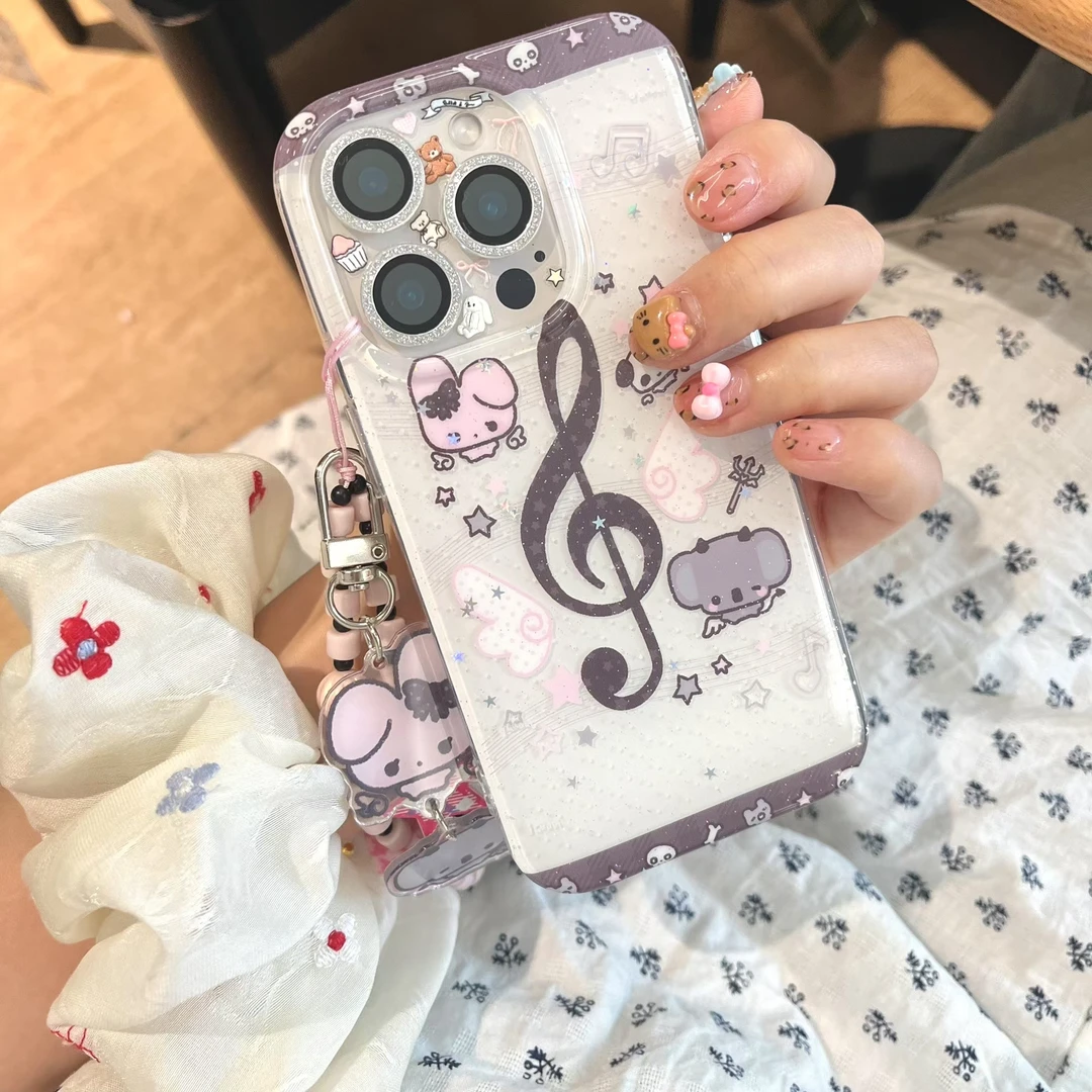 翅膀音符小兔考拉imd双层手机壳适用于苹果iPhone16/15/14可爱