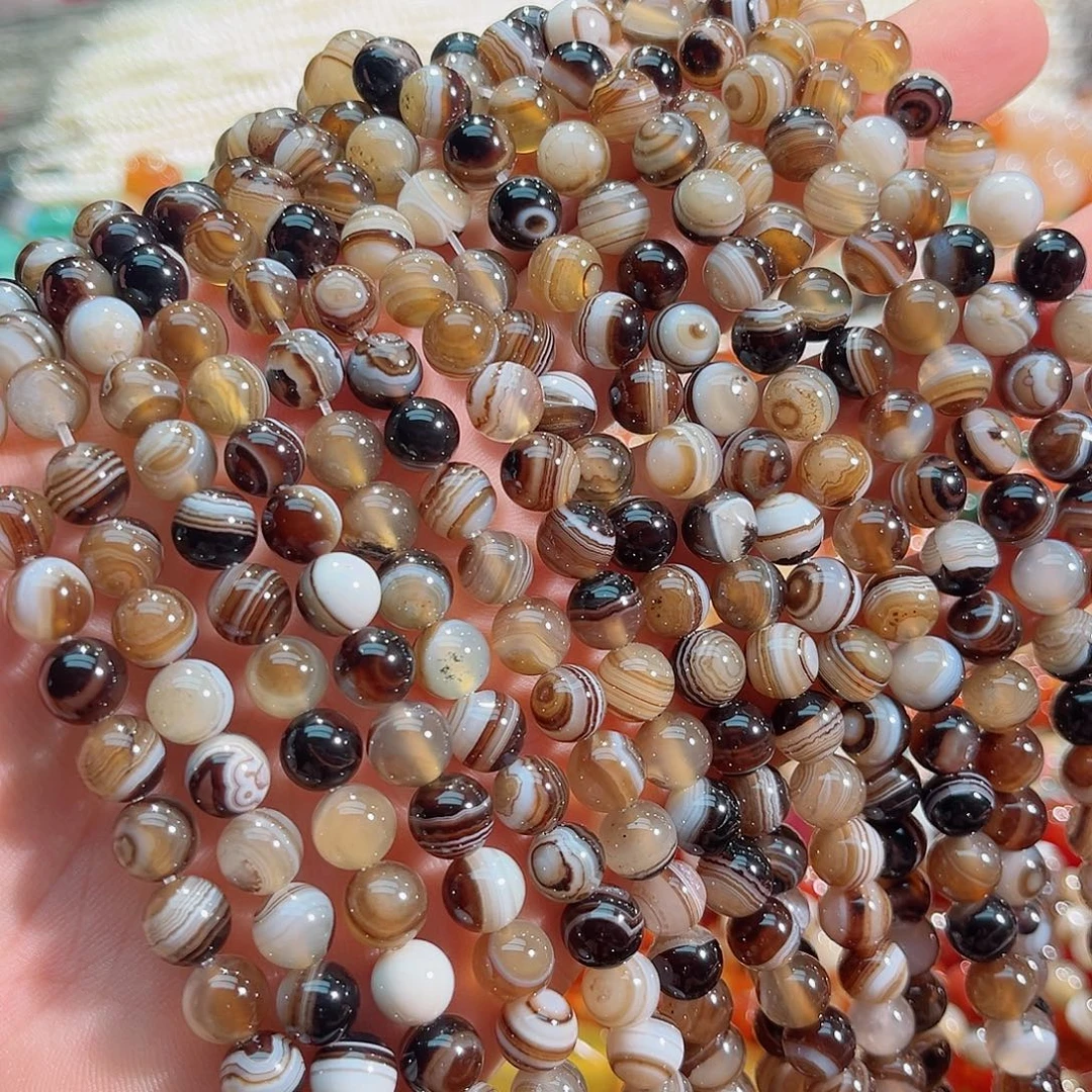 玛瑙/玉髓未镶嵌珠宝半成品蚕丝美拉德玛瑙一条8mm