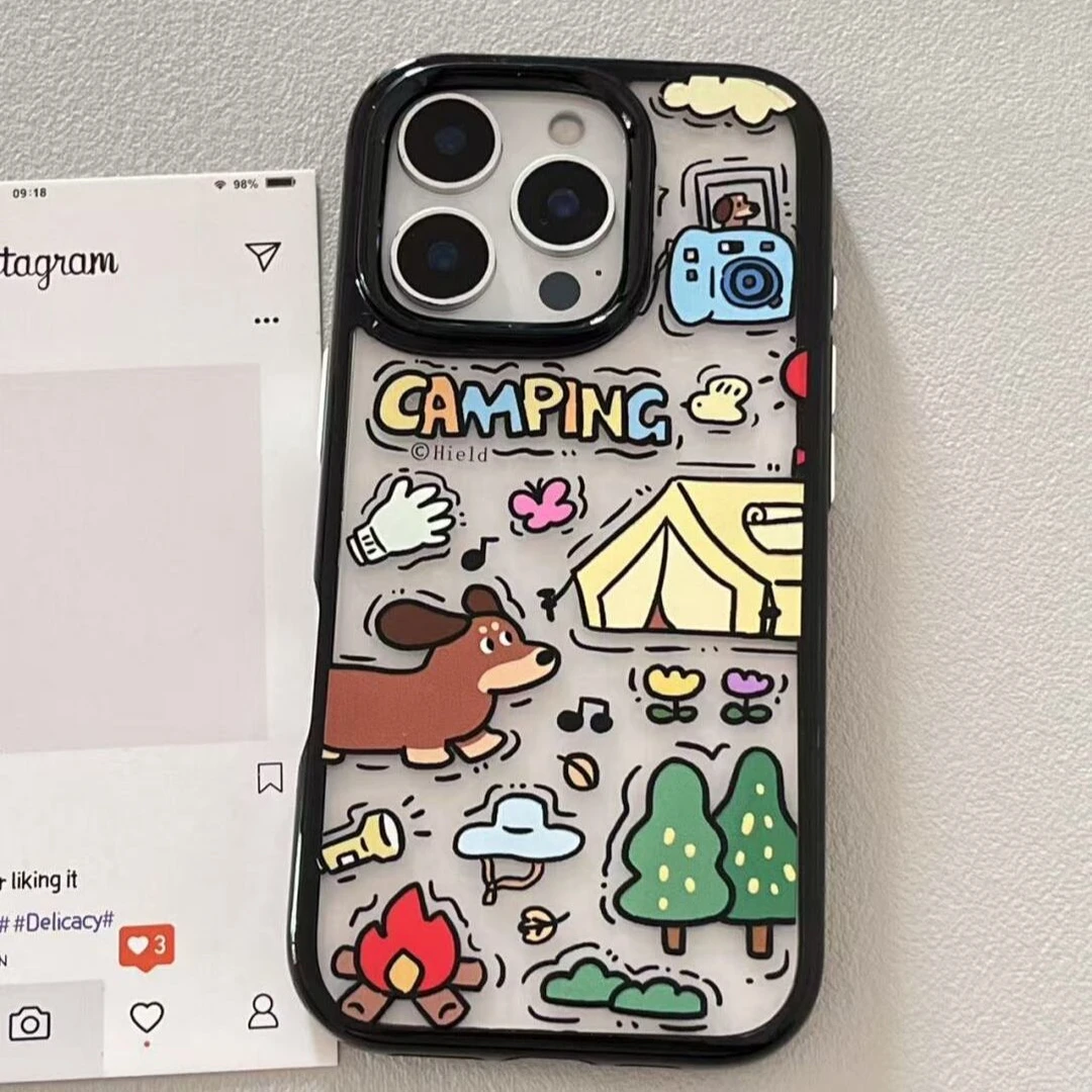 篝火小狗适用苹果15Pro手机壳13硅胶XSMax/xr/12女16/14p套8P