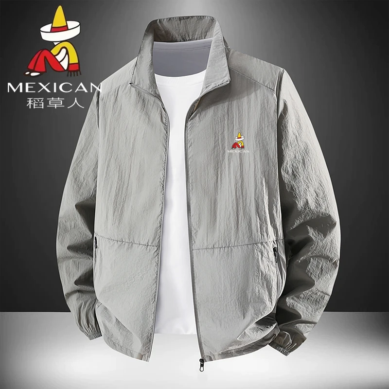 稻草人夏季冰丝防晒衣户外防紫外线立领钓鱼服外套UPF50+皮肤衣男