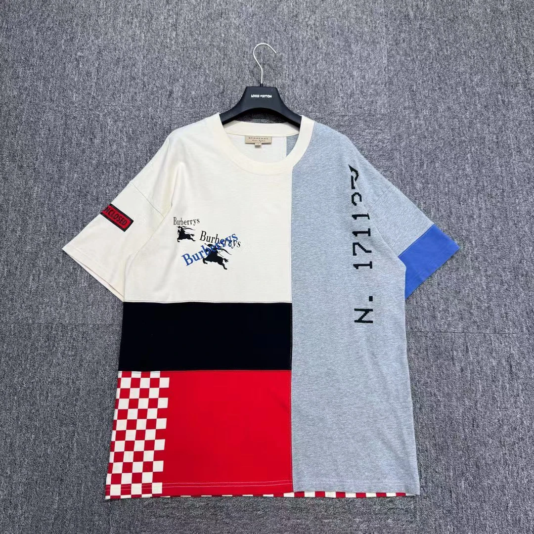 99新 BURBERRY/博柏利 拼色短袖/ L码/编码13734