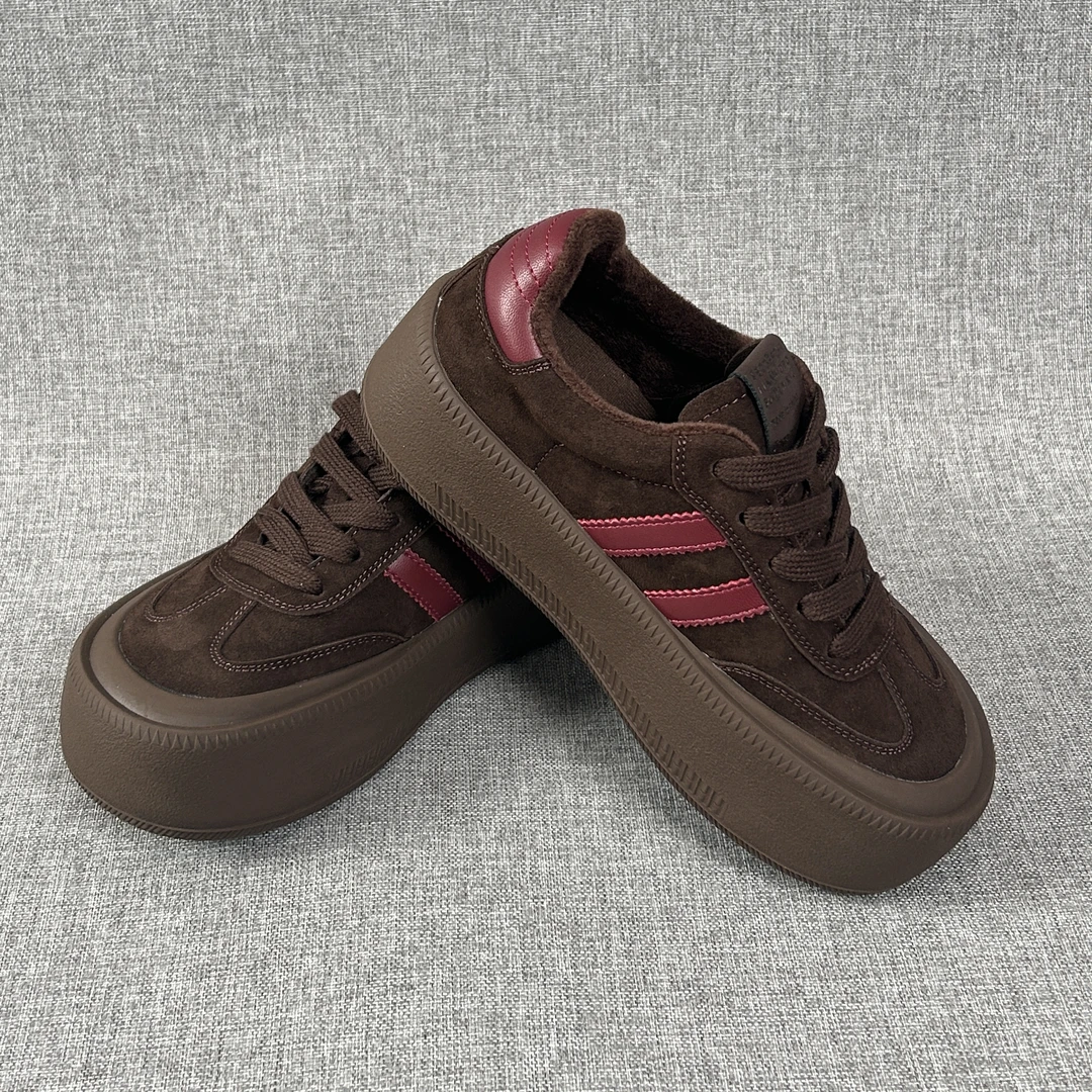 【0781】加绒德迅鞋~ 德训鞋 真皮厚底 增高复古软底百搭系带板鞋潮