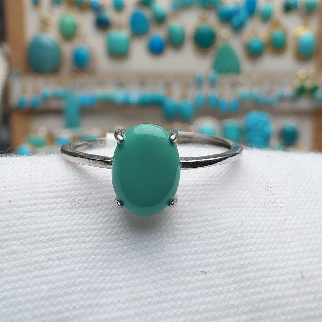 绿松石银S925镶嵌戒指