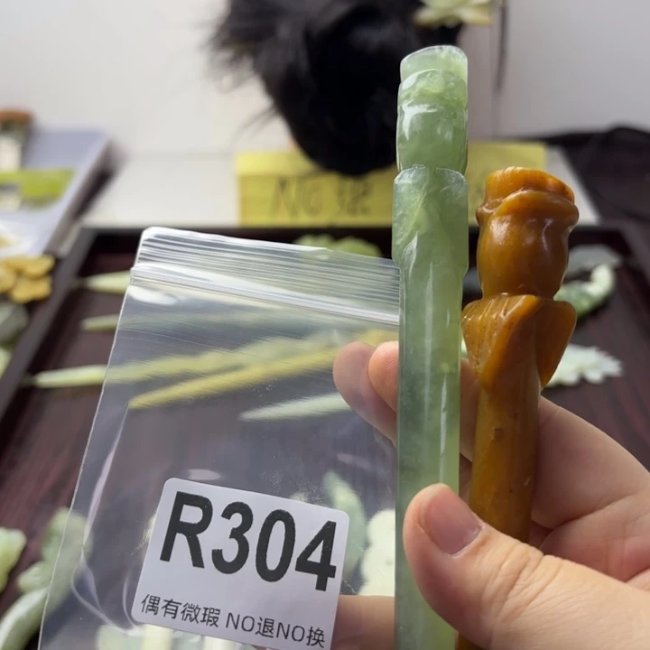 蛇纹石玉发饰合金x**x