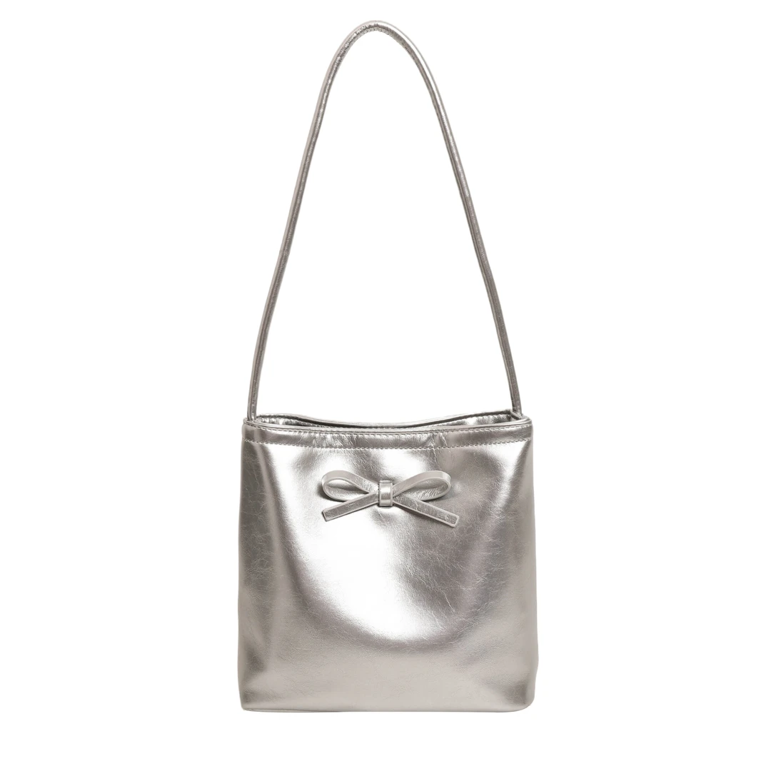 Scarlet Wong起司单肩包水桶包新款蝴蝶结春夏韩版包包百搭大容量