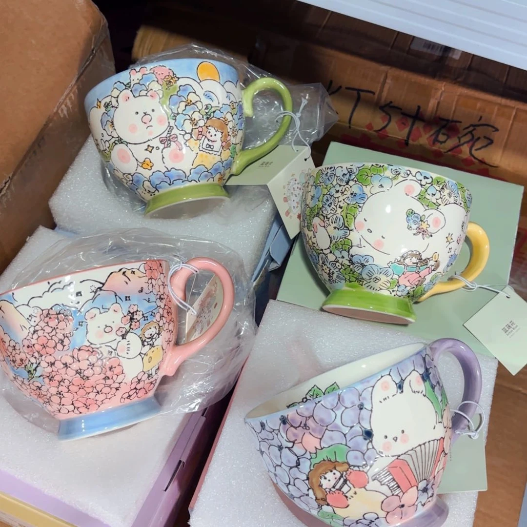 陶瓷蓝家重工兔子浮雕水杯一个颜色备注