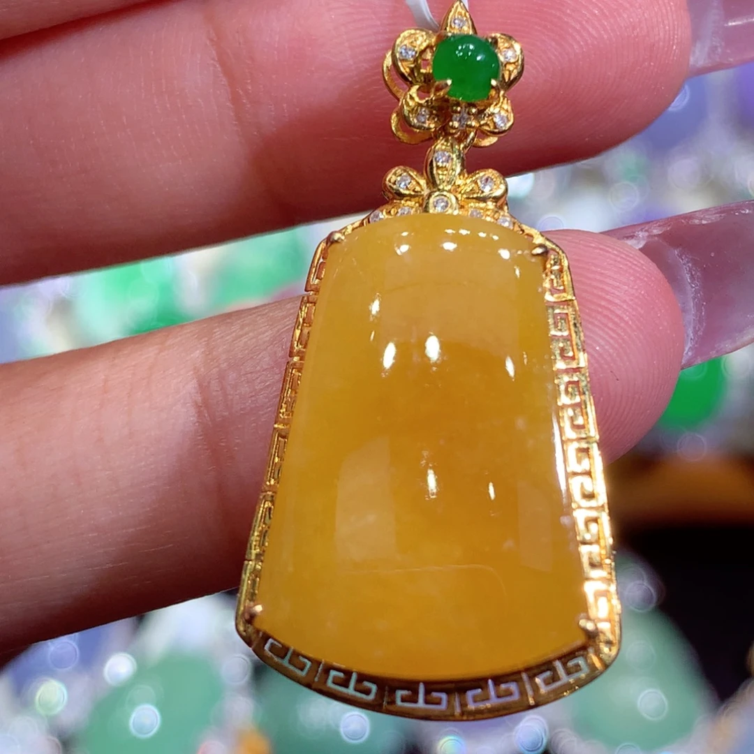 翡翠18K金镶嵌吊坠(不含链)