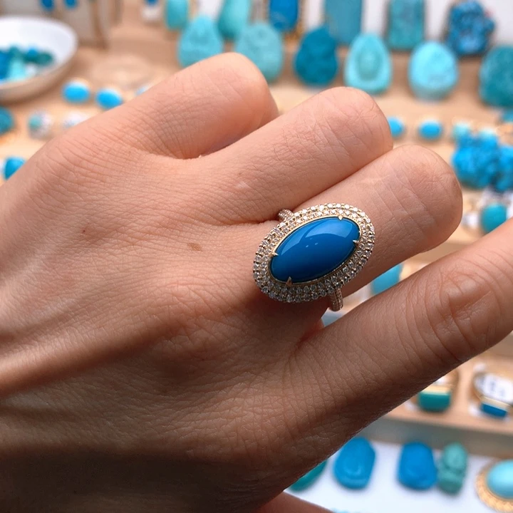 绿松石18K金镶嵌珠宝奇石